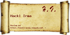 Hackl Irma névjegykártya